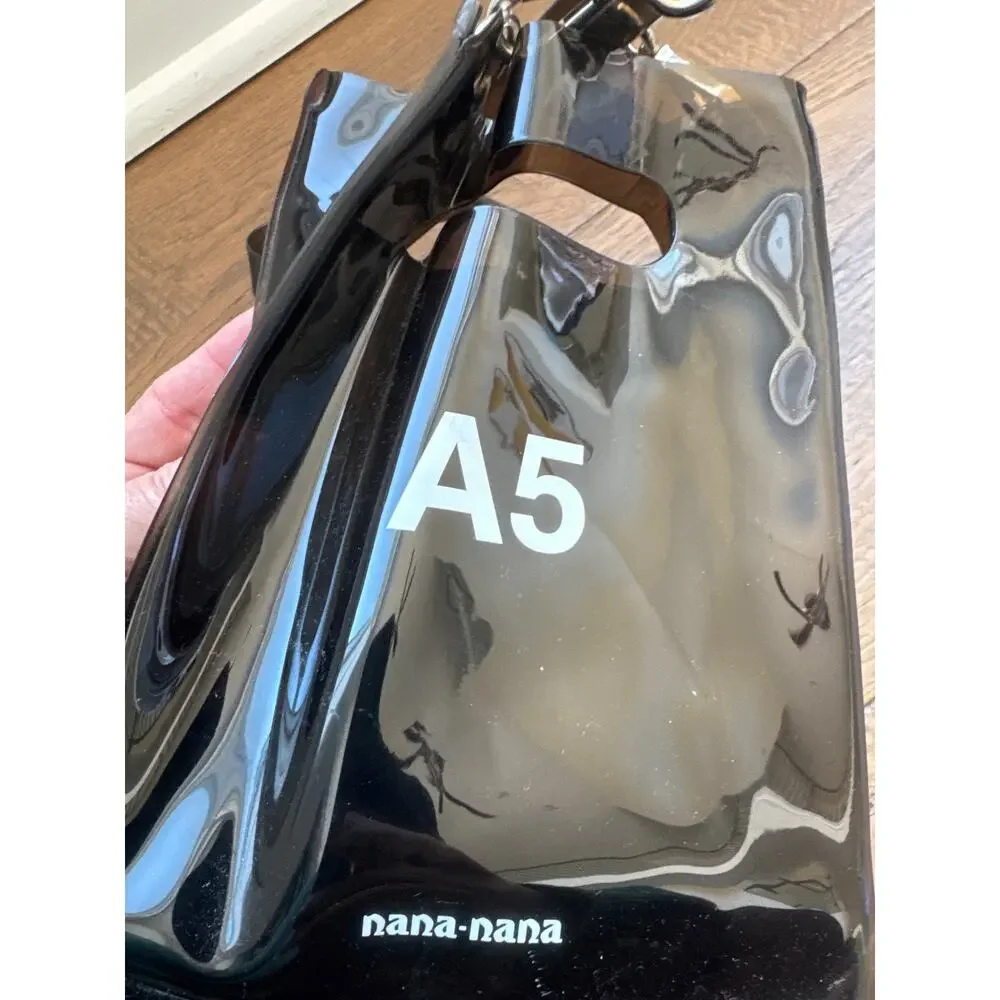 nana-nana PVC A5 Structured Translucent Crossbody Bag Brown